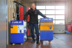 Frank Marien, Autoservice Marien heizt mit Puls-air Werkstattheizung